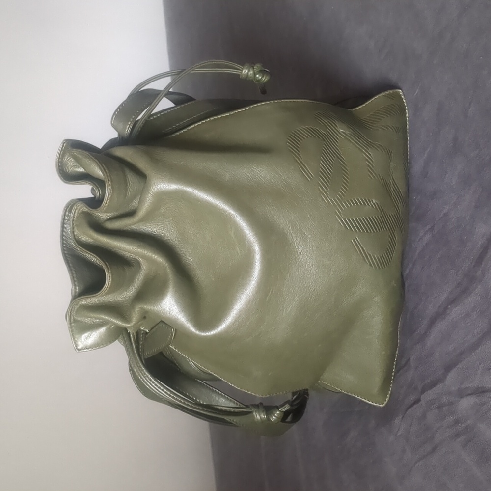 Loewe Green Flamenco Leather Drawstring Shoulder Bag Vintage - Picture 6 of 10